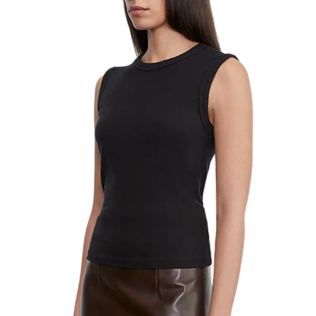 Cashmere Classic Sleeveless Crew in Black