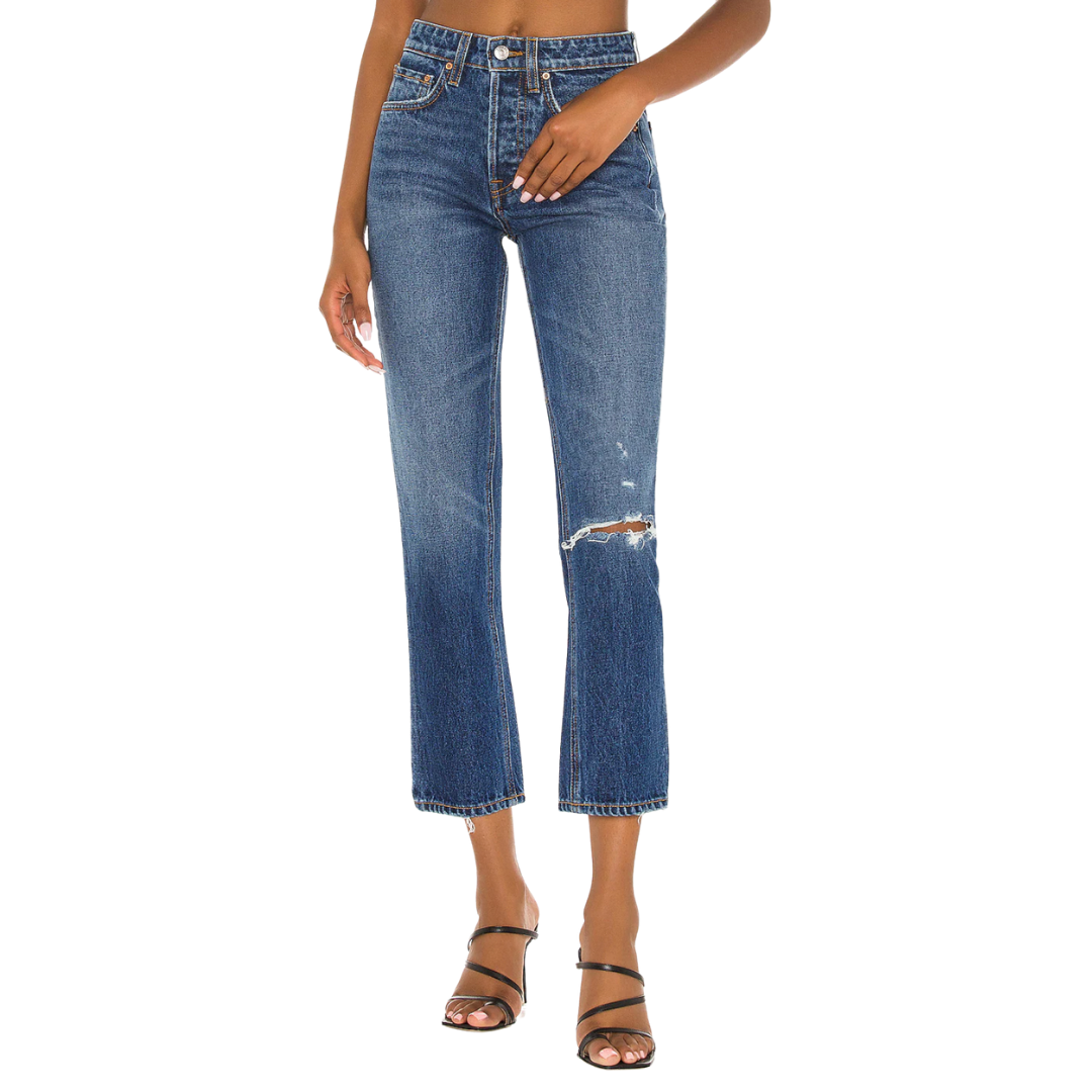 GRLFRND Karolina High Rise Straight Crop Jean - Front View