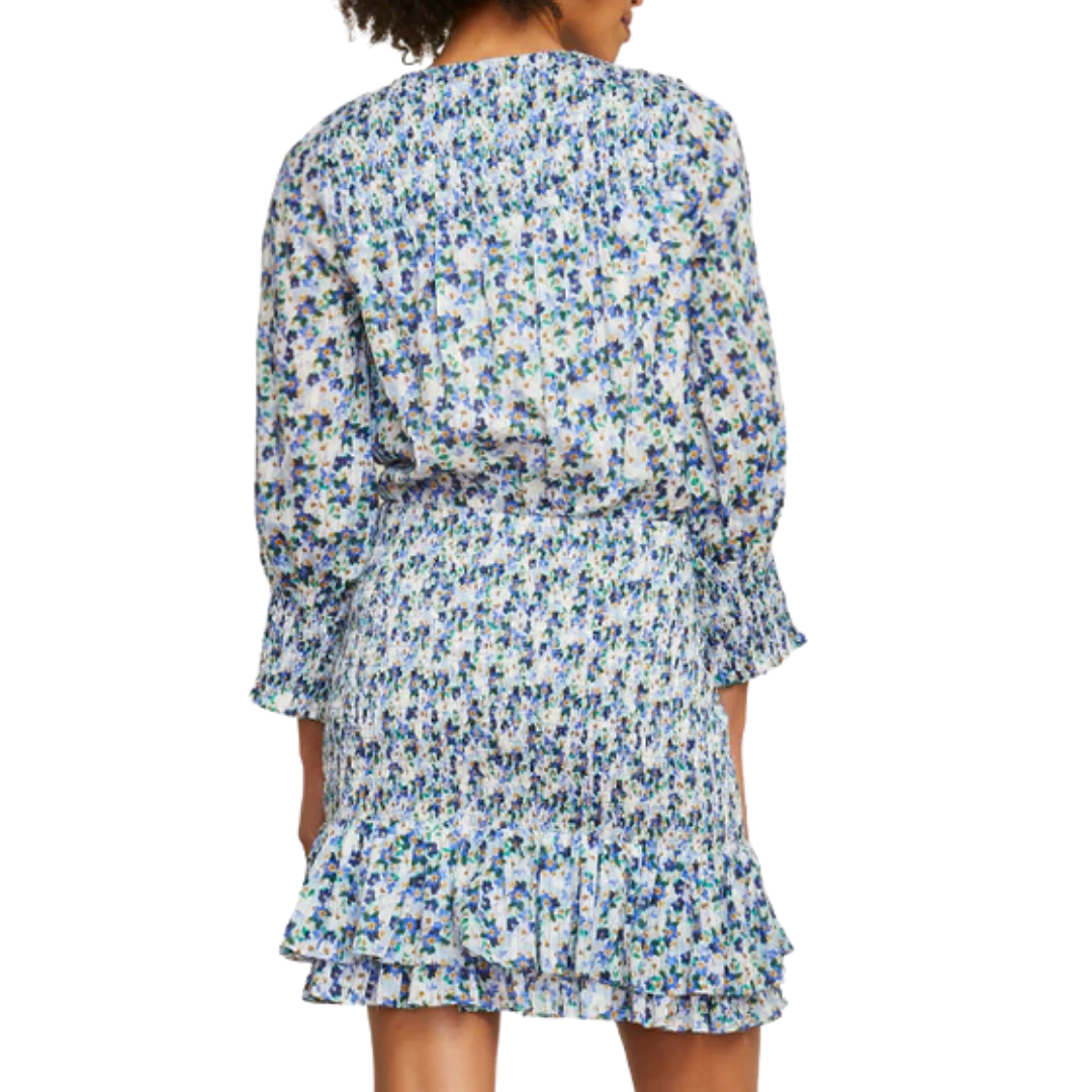 Darrah Smocked Dress in Cobalt Multi 