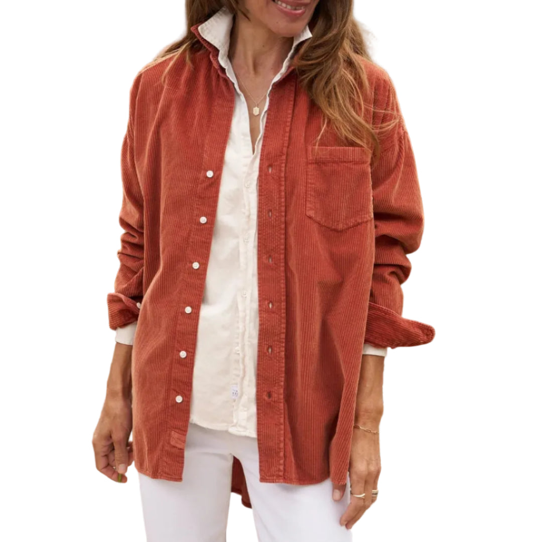 Shirley Oversized Button-Up Shirt in Rust