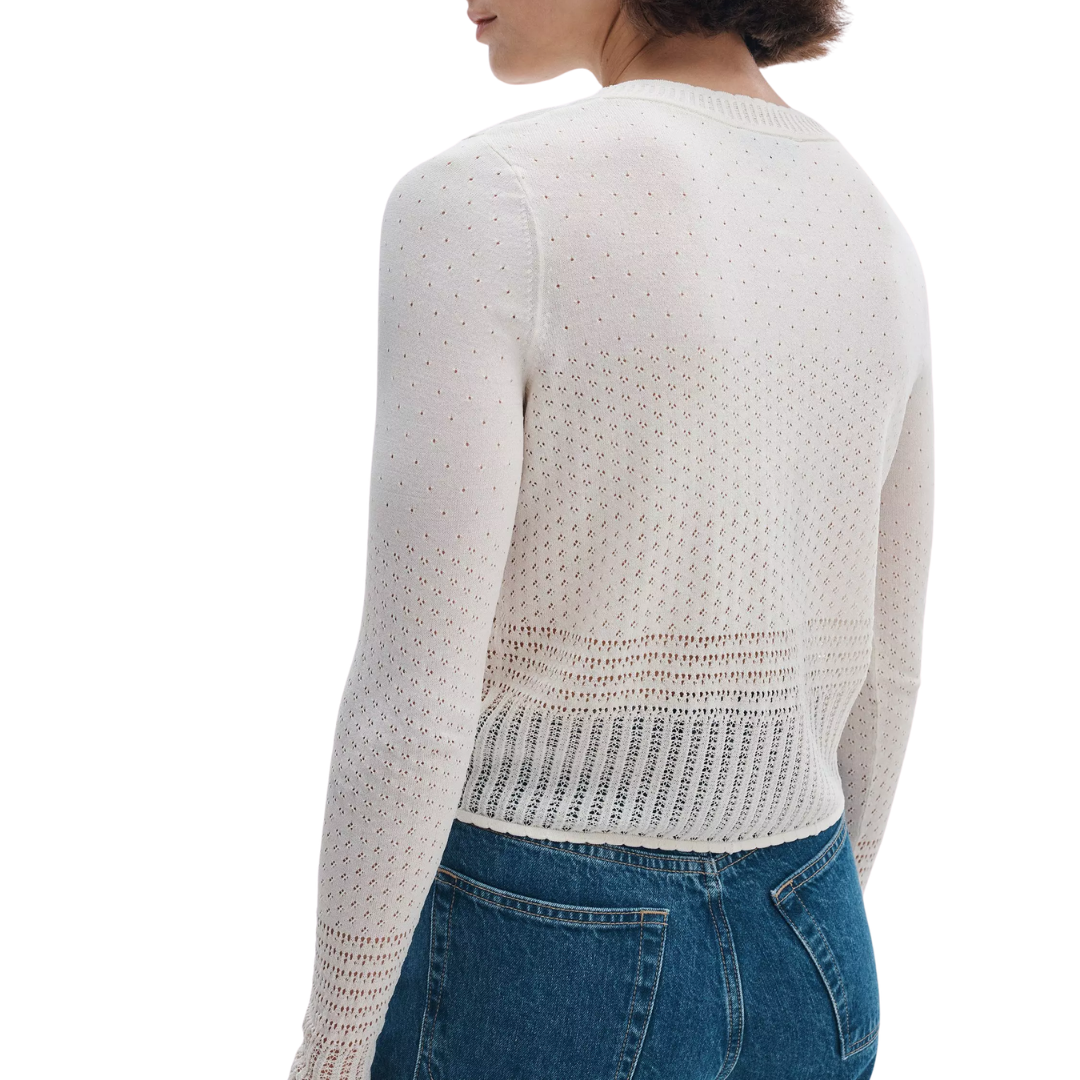 Michelle Pointelle Cardigan in Ivory