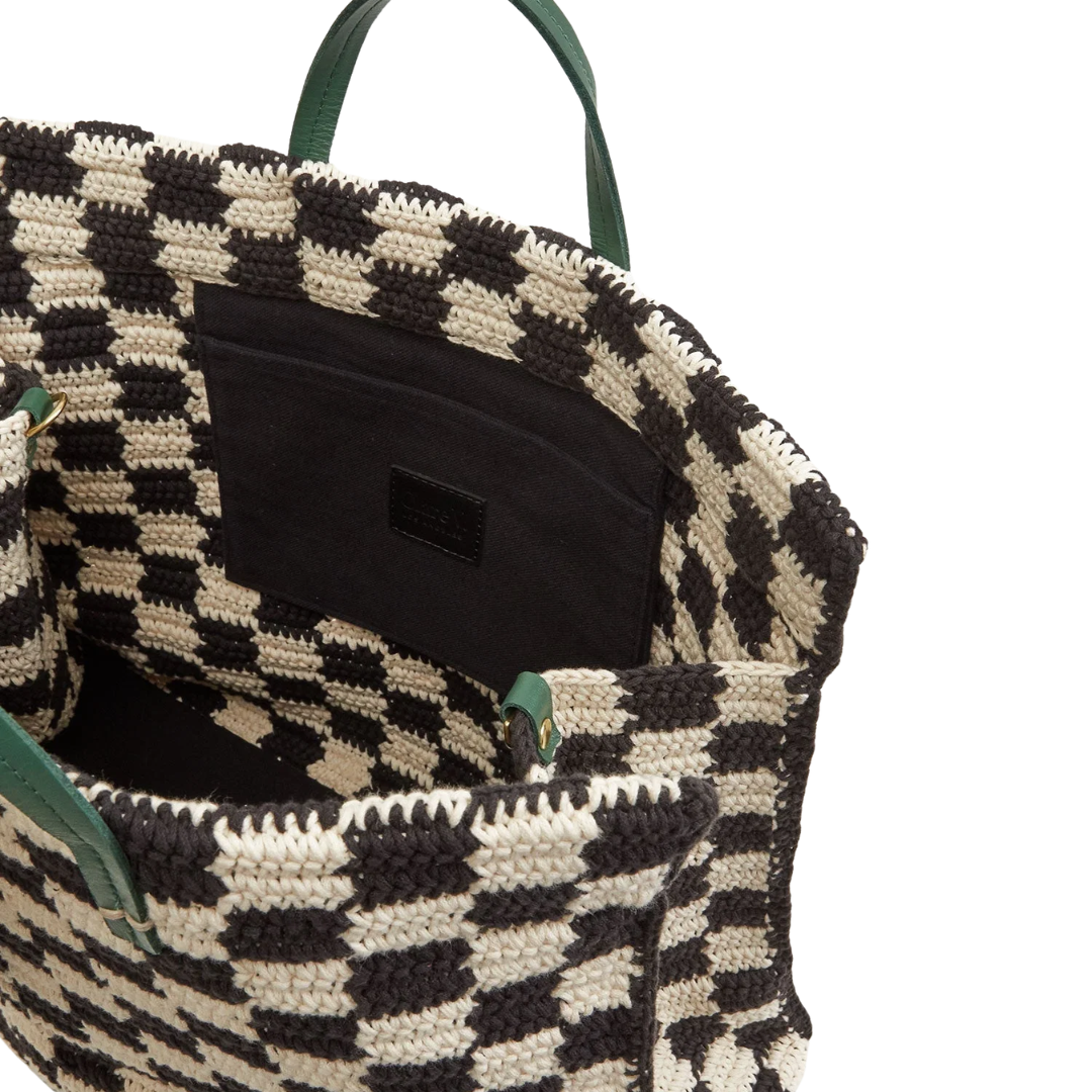 Summer Simple Tote in Black/Cream Crochet Checker