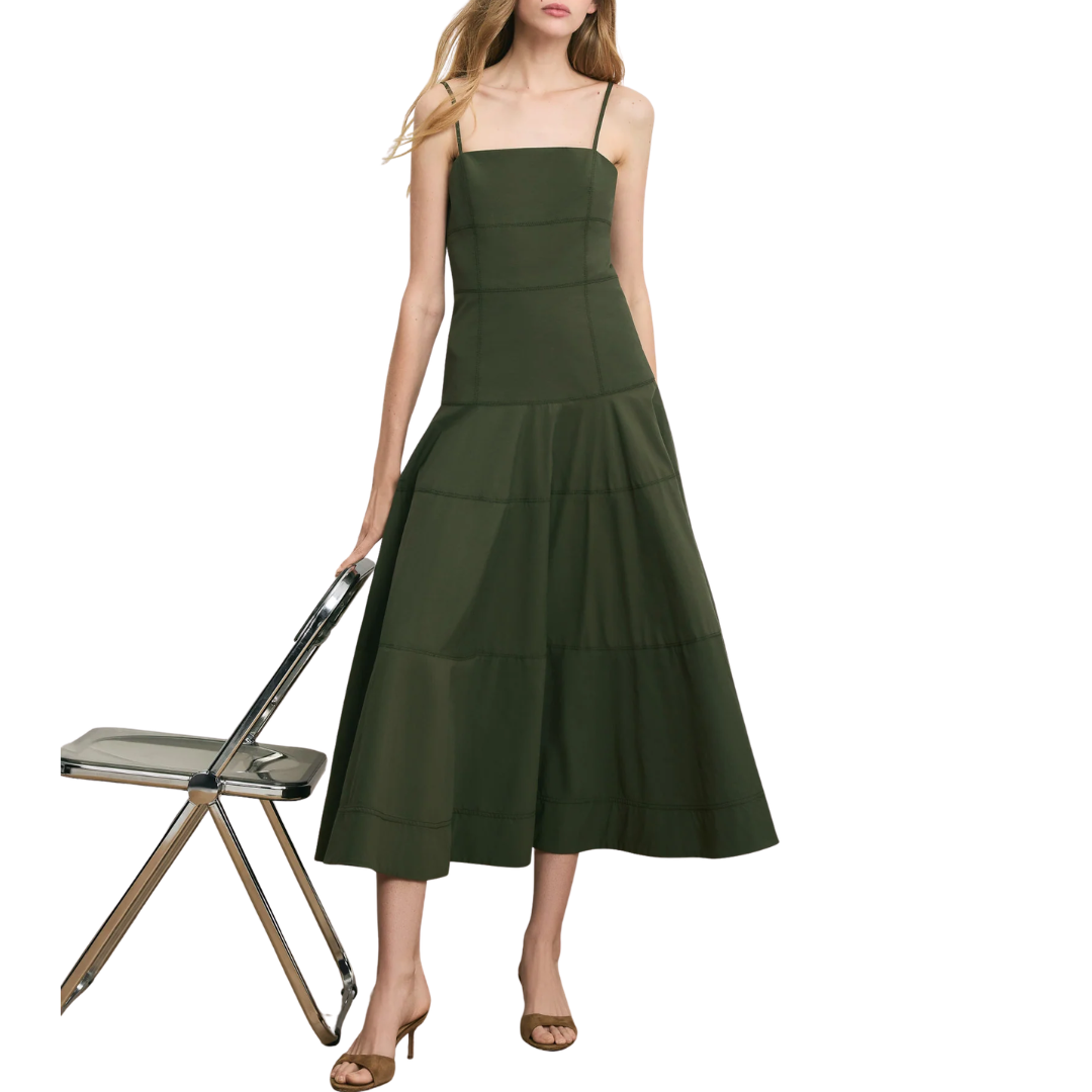 Ilona Midi Dress in Army