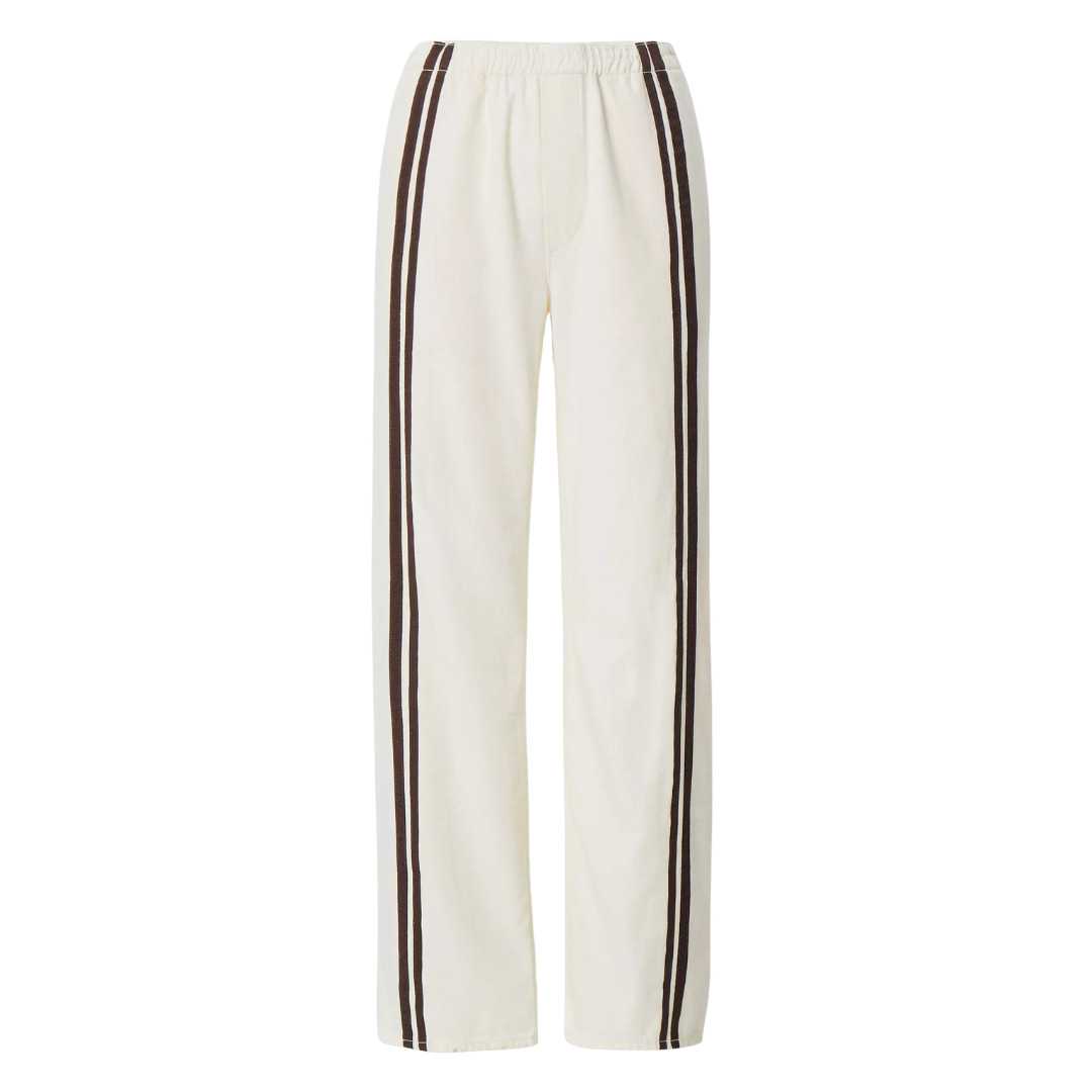 Logan Denim Track Pants in Ecru Sport