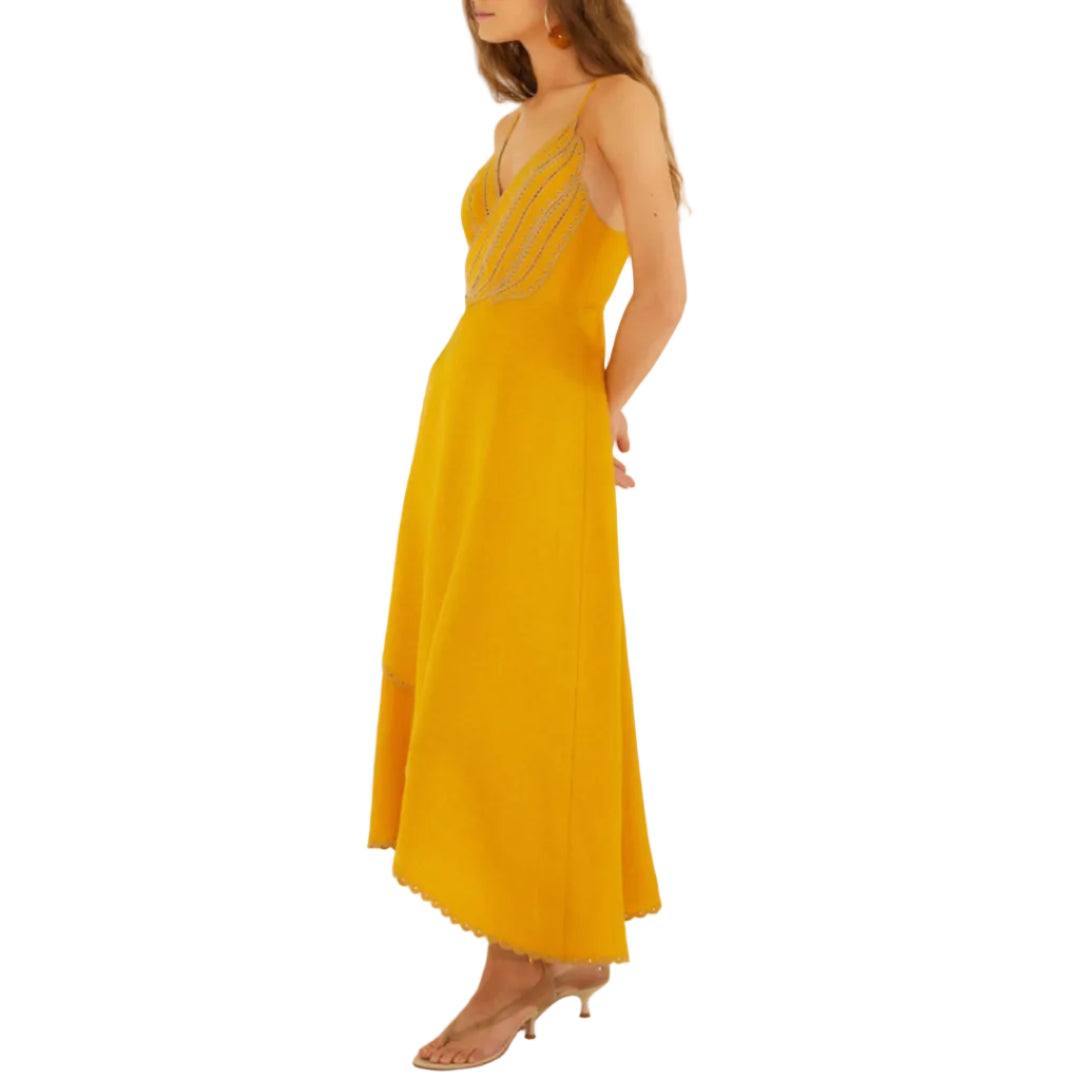 YELLOW BANANAS MAXI WRAP DRESS
