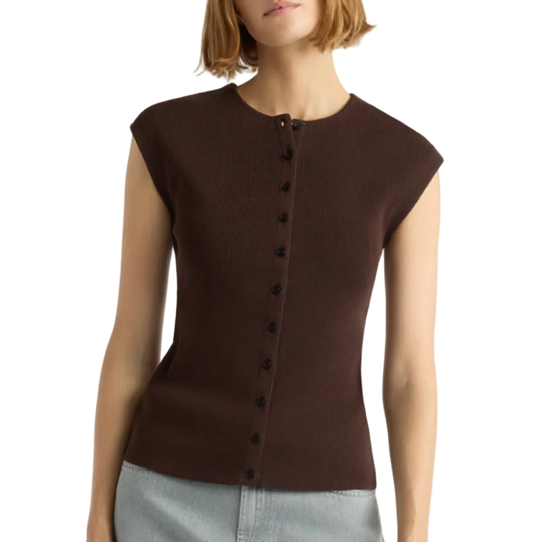 Solara Cotton Button Sweater Top