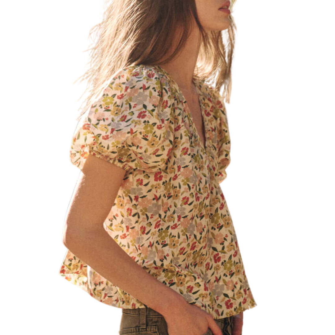 The Bungalow Top in Floating Petals Floral 