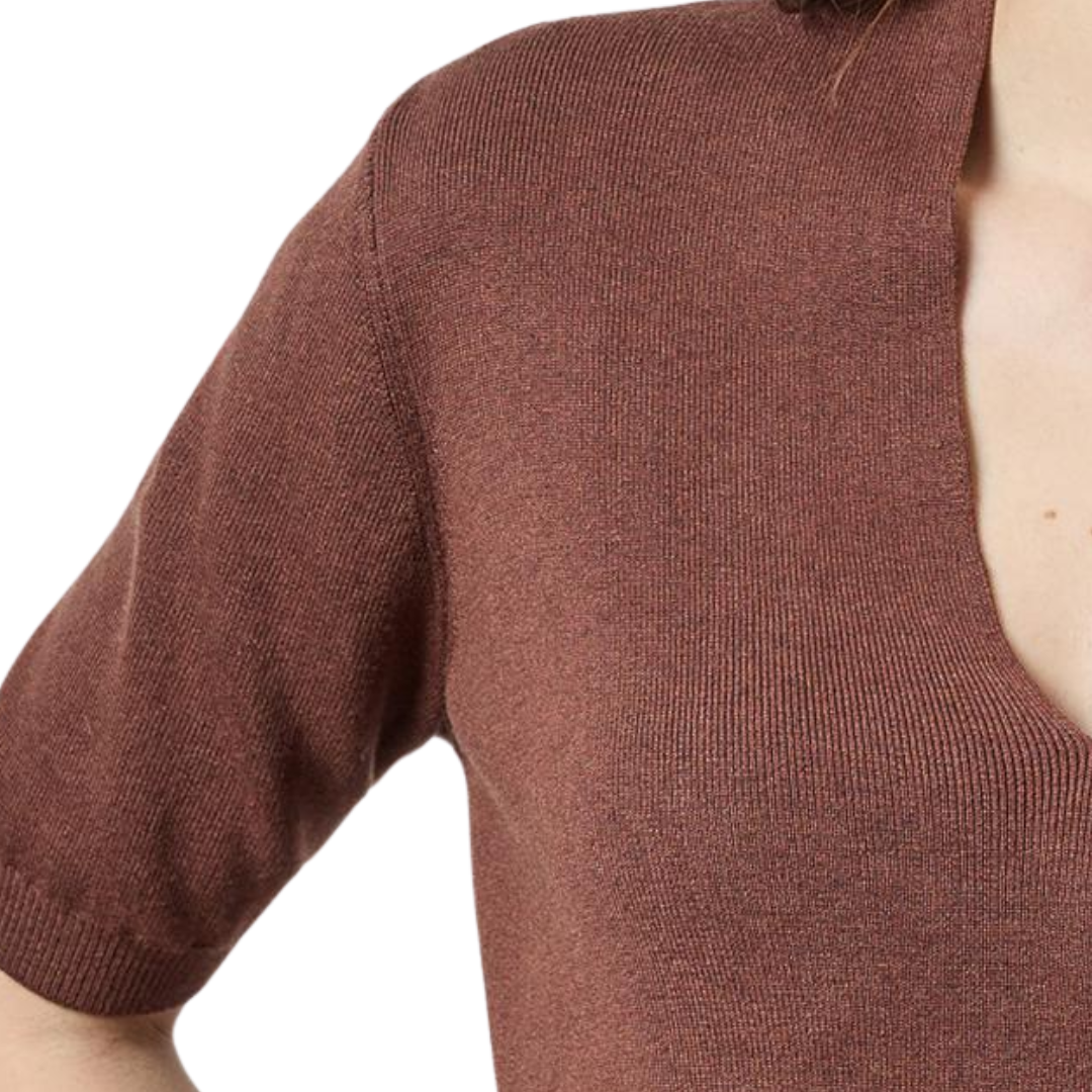 V-Neck Elbow Sleeve Sweater in Java