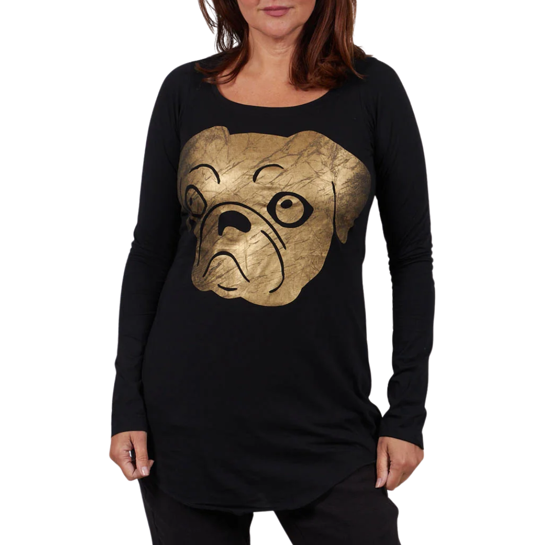 Gold Foil Printed T-Shirt in Black