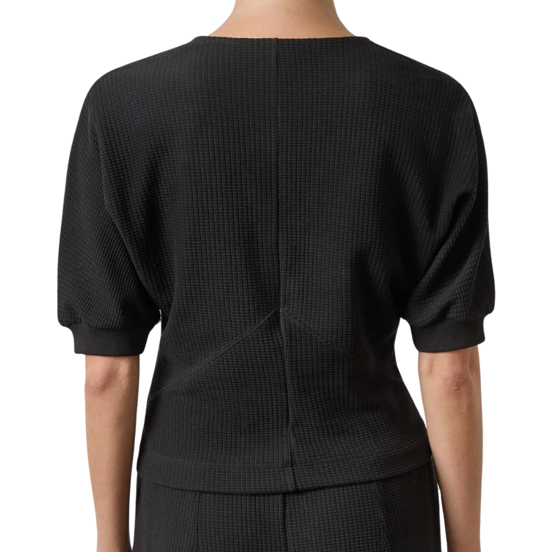 Seamed V-Neck Top in Black