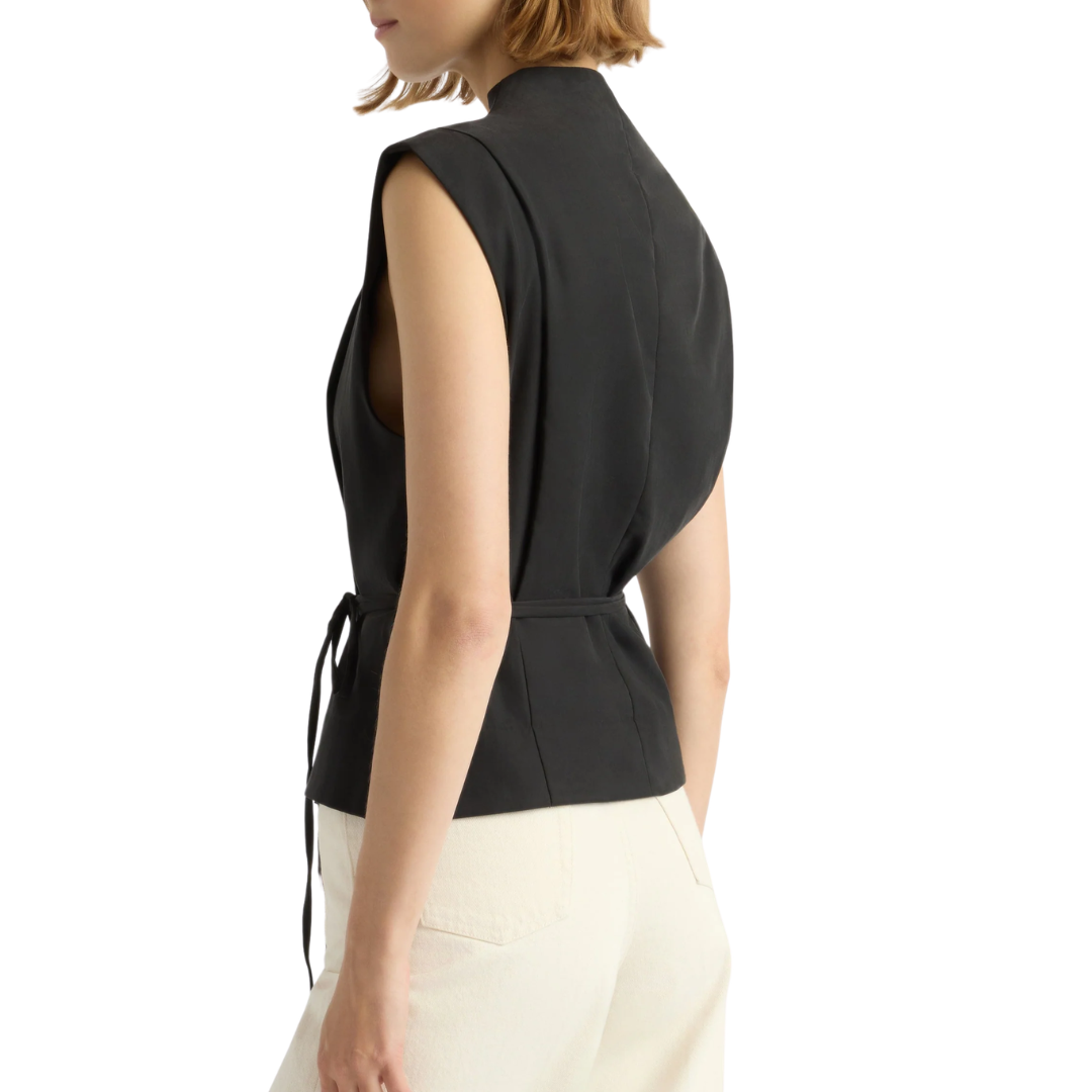 Leandra Tie-Wrap Vest in Black