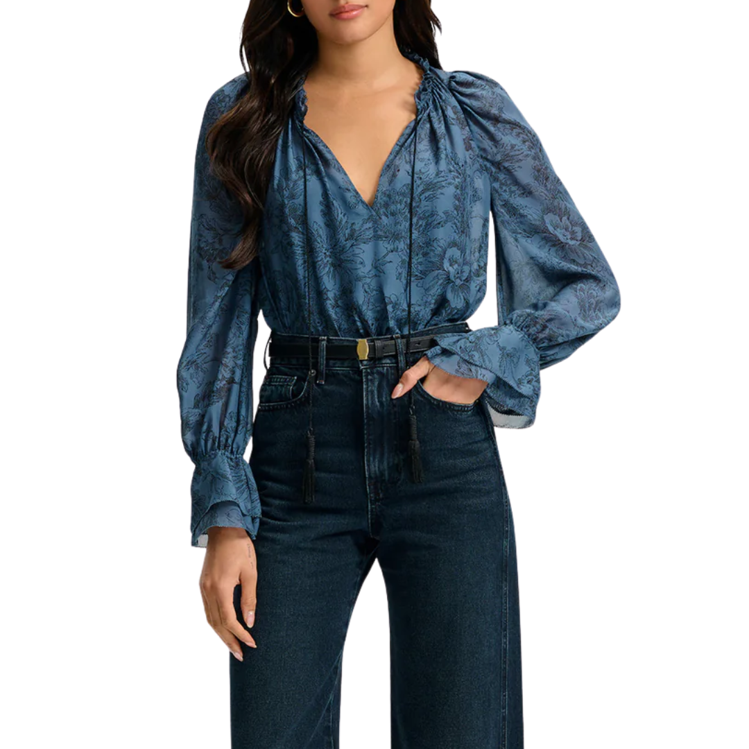 Maxime Blouse in Ocean/Black