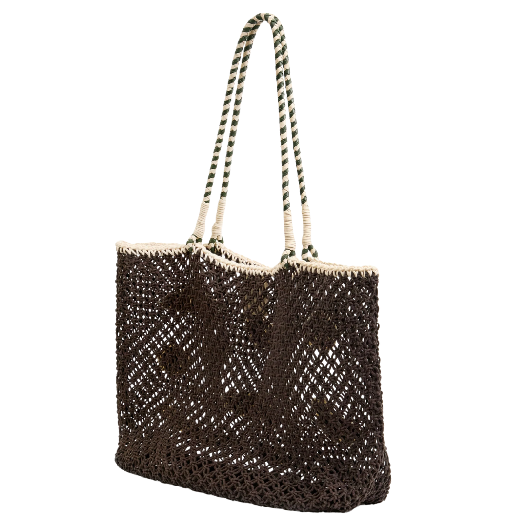 L'Été Tote in Chocolate Multi Applique