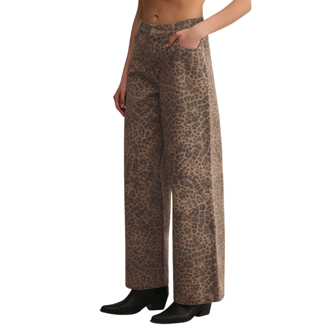 Marli Denim Leopard Pant in Desert Tan