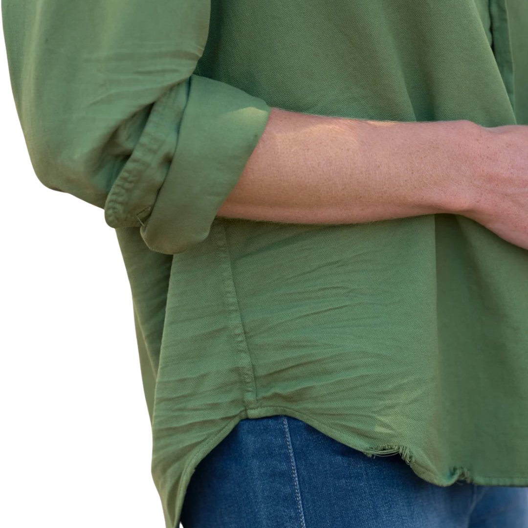 Eileen Relaxed Button-Up Shirt in Nori Denim