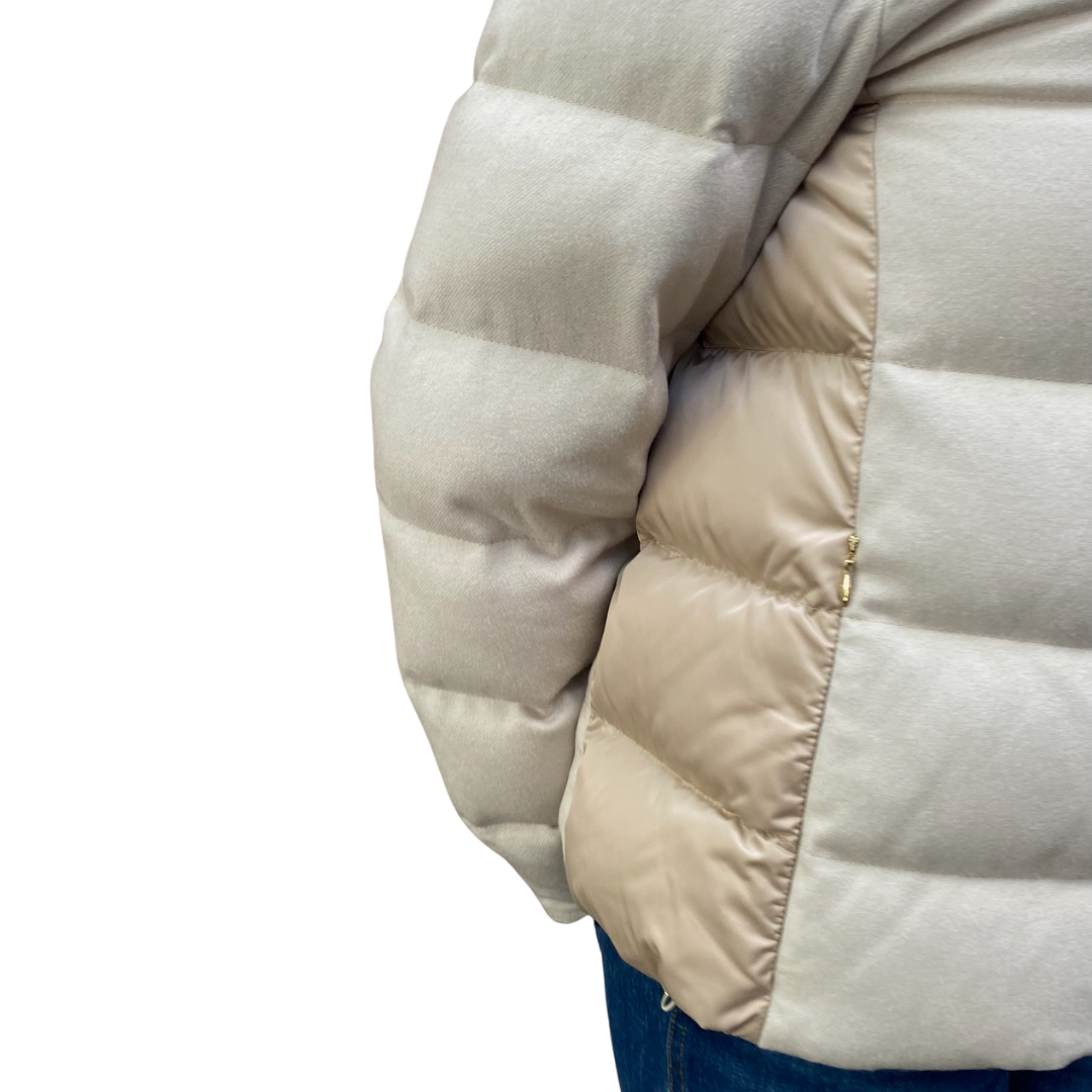 Down Puffy Silk/Cashmere Jacket in Chantilly