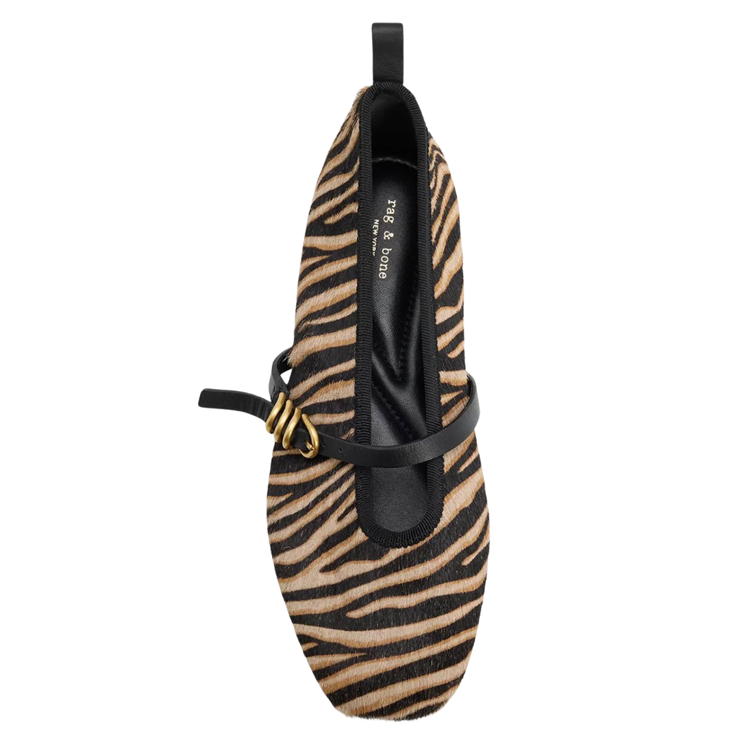 Spire Calf Hair Mary Jane in Cream Zebra Hair Calf