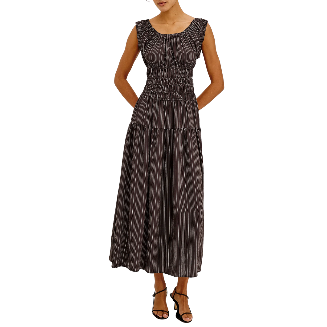 Anastasia Dress in Chicory Stripe