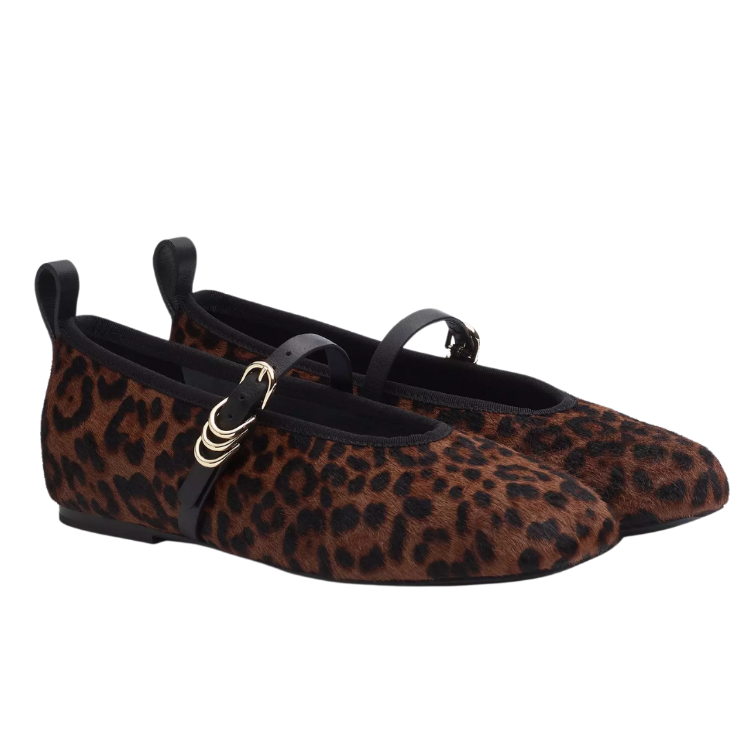 Spire Mary Janes in Leopard Hair Calf