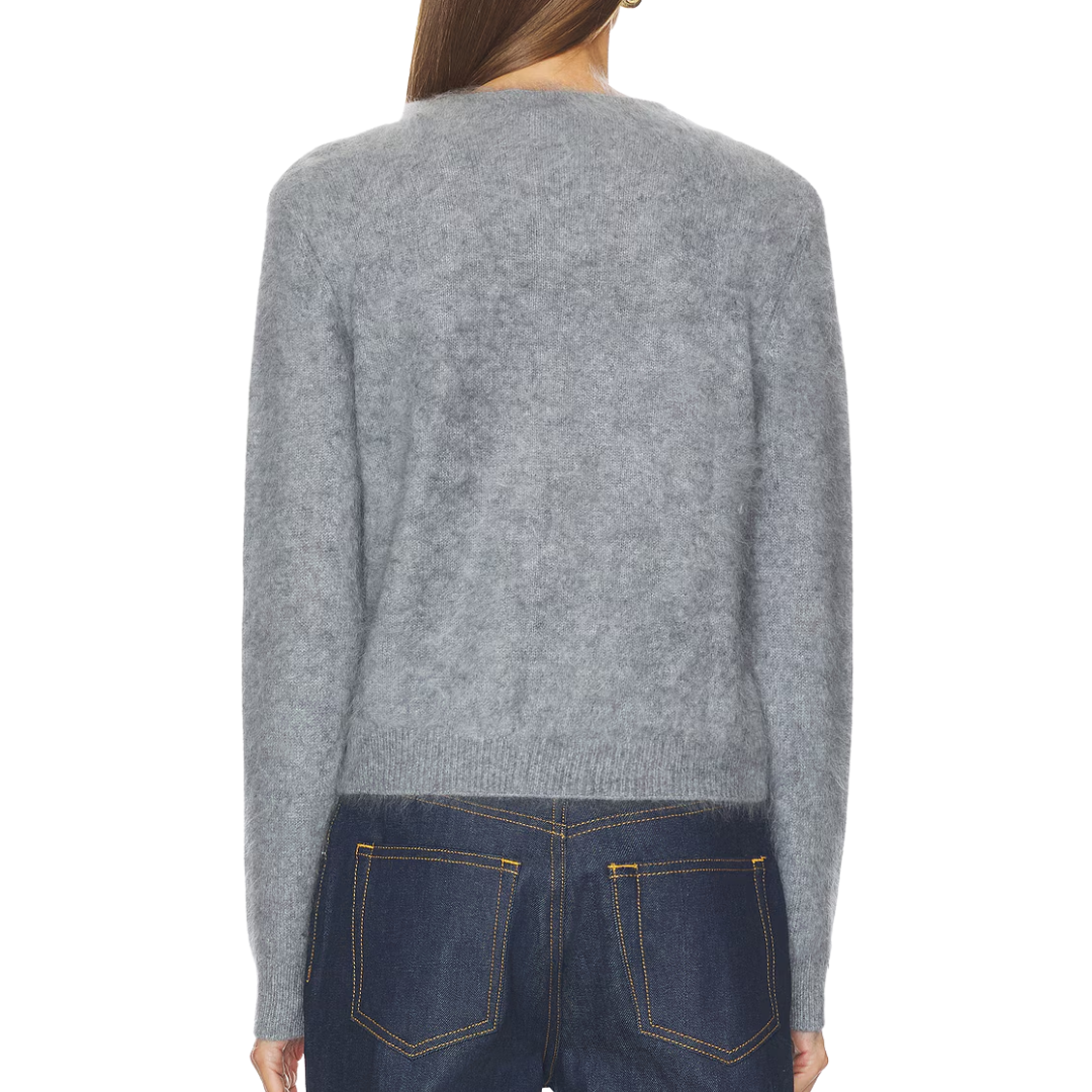 Jada Brushed Cashmere Cardigan in Heather Grey