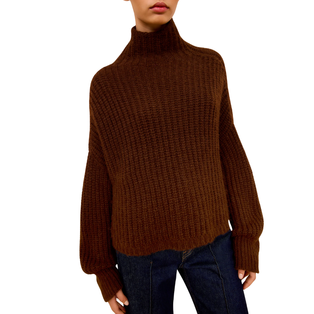 Veron Alpaca Knit Turtleneck in Mahogany
