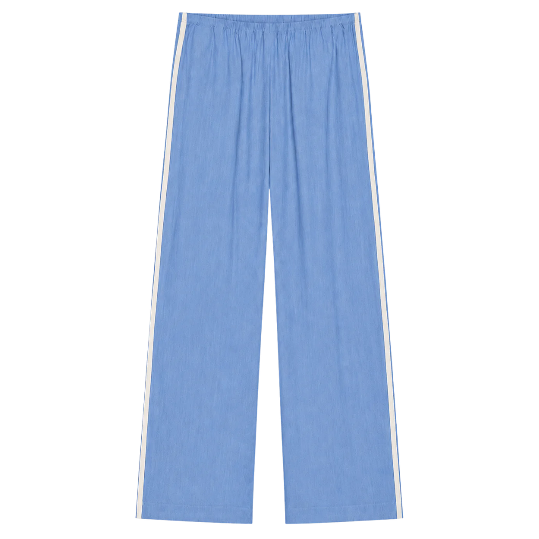 The Linen Crop Stripe Pant in Cornflower