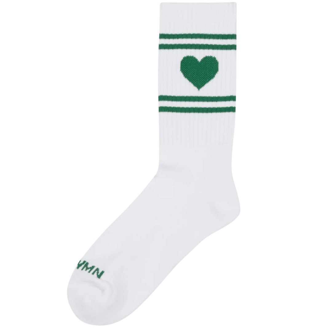 Heart Logo Socks in White/Green