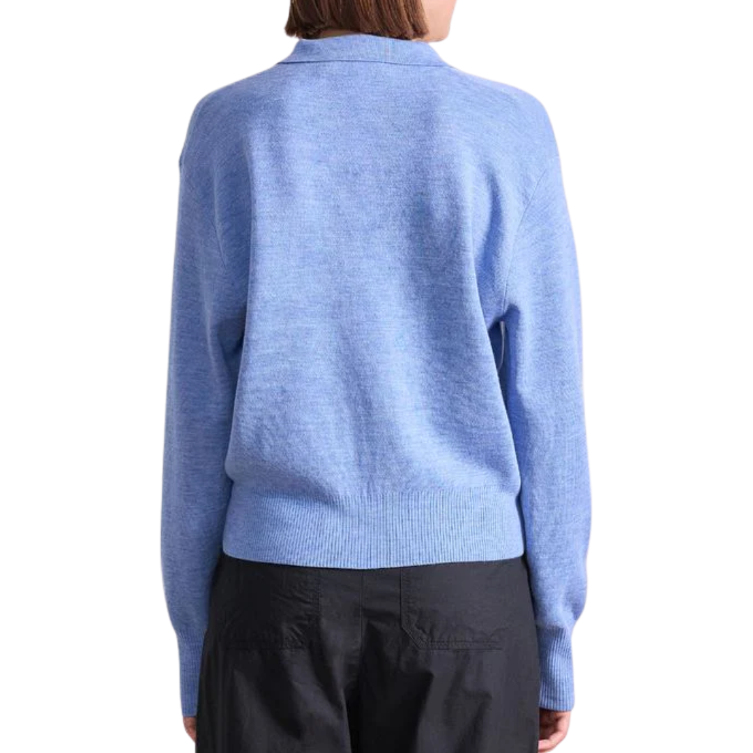 Kari Polo Knit in Heathered Sky