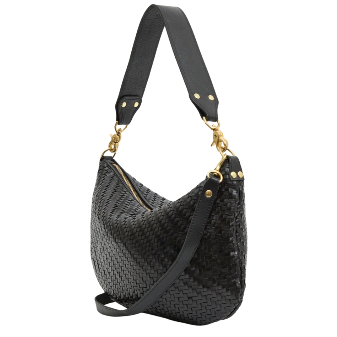 Moyen Messenger in Black Woven Zig Zag