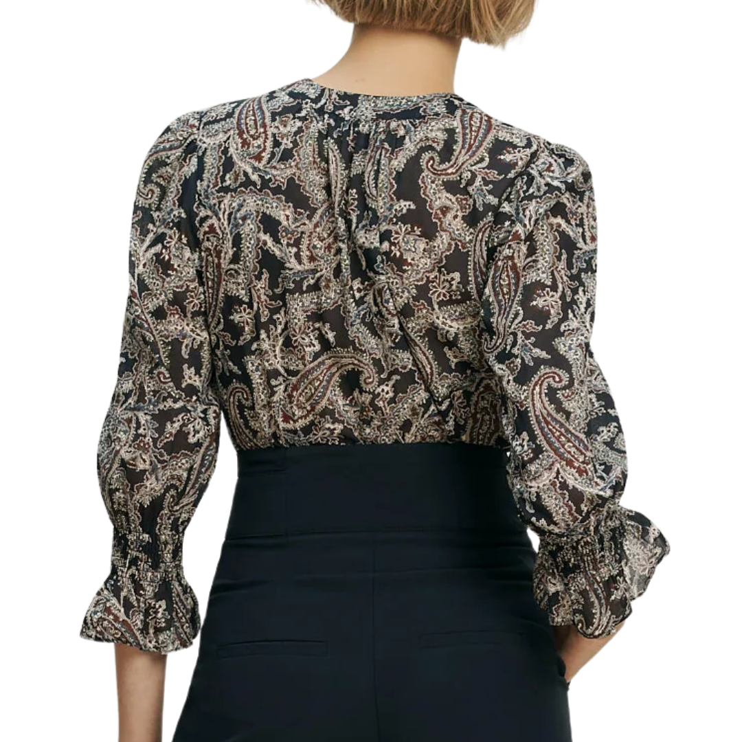 Ashlynn Paisley Blouse in Navy Multi