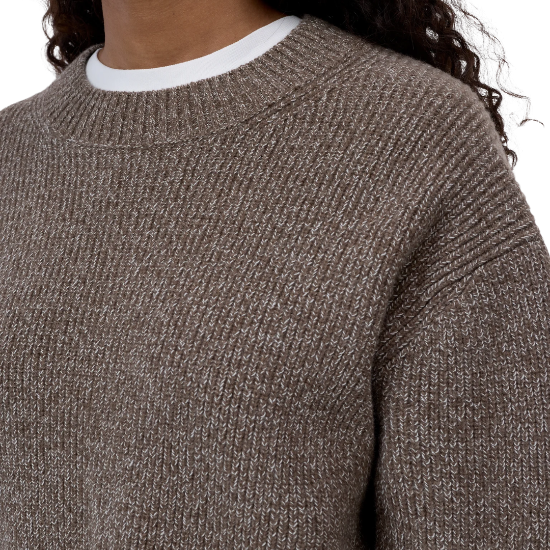 Wool-Blend Crewneck Jumper in Hazel Beige