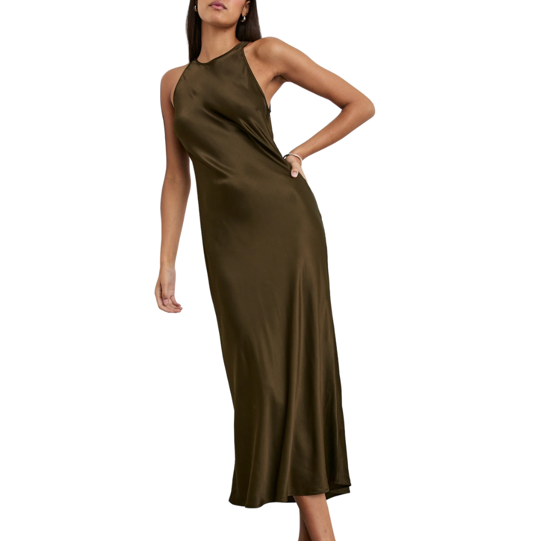 Solene Dress in Dark Moss