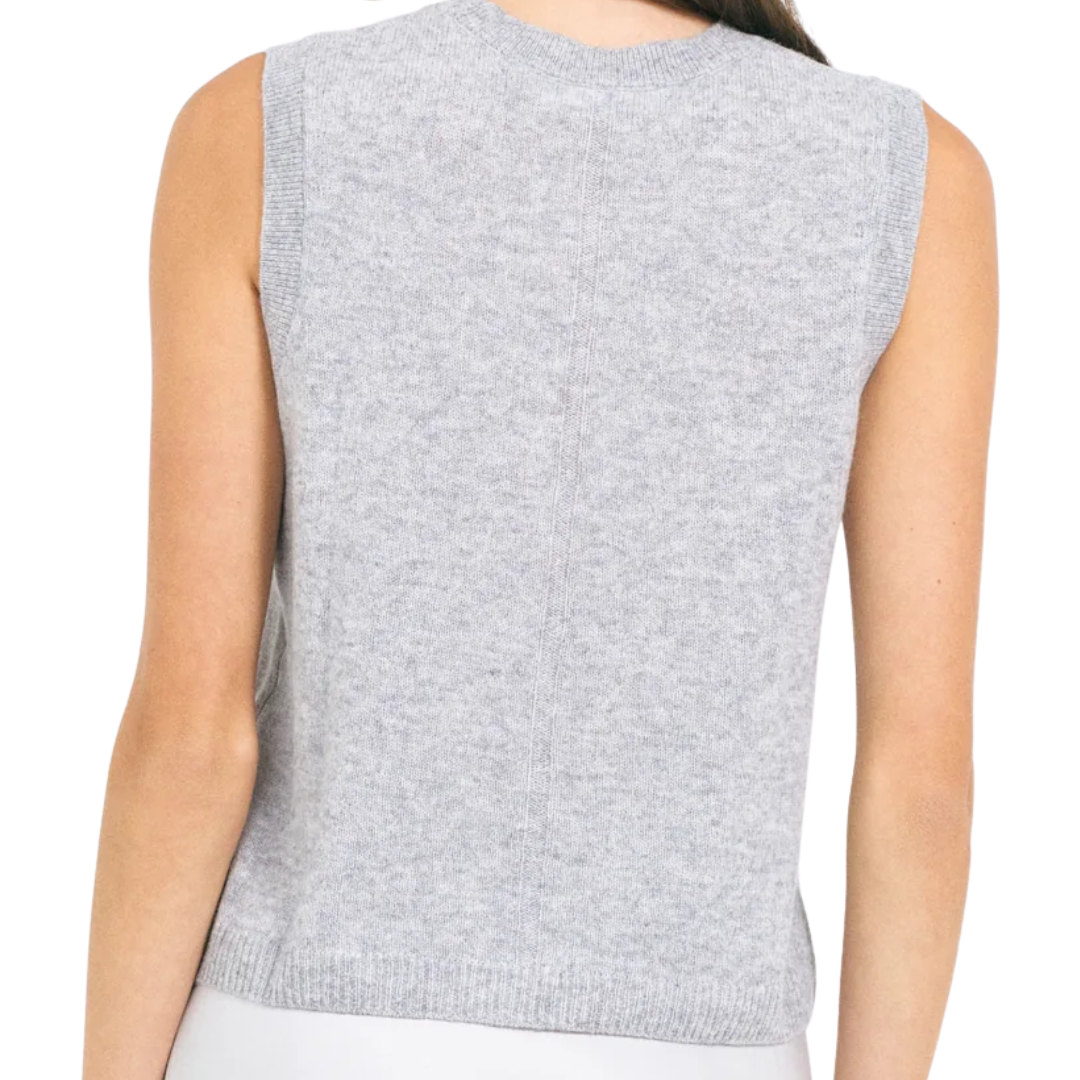 Forbes Cashmere Sleeveless Tee in Heather Grey