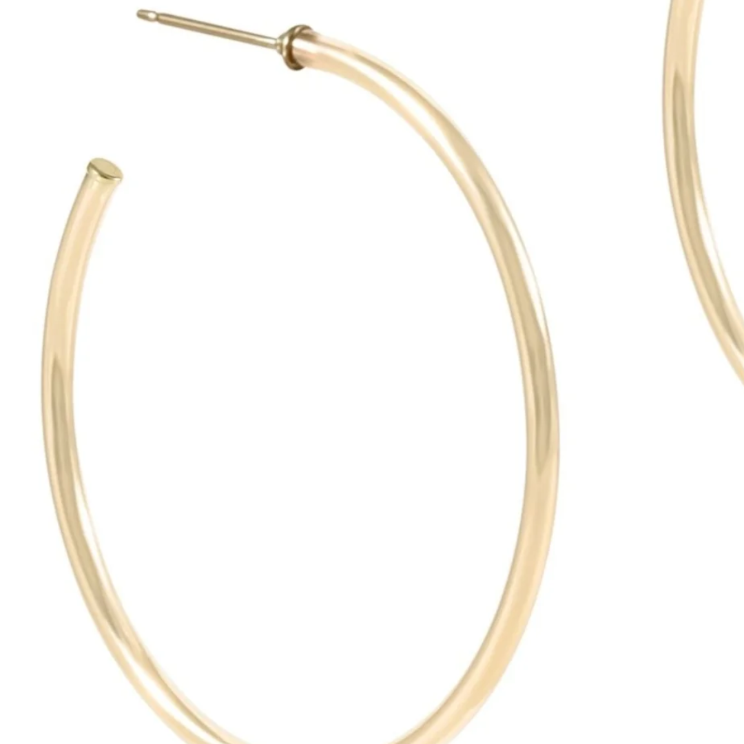 Round Gold 1.75" Post Hoop- 2mm- Smooth