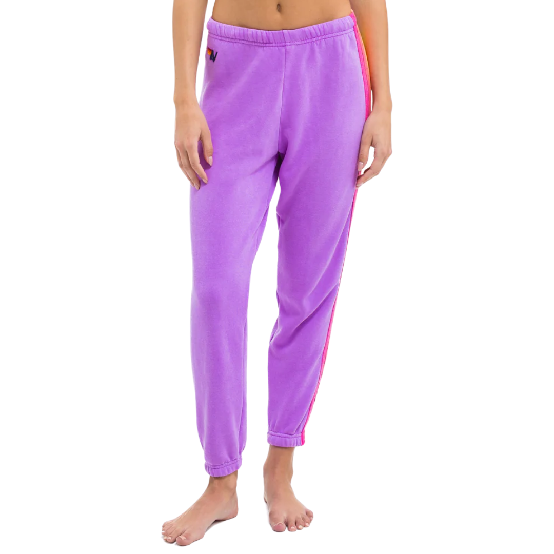 5 Stripe Sweatpants in Neon Purple/Neon