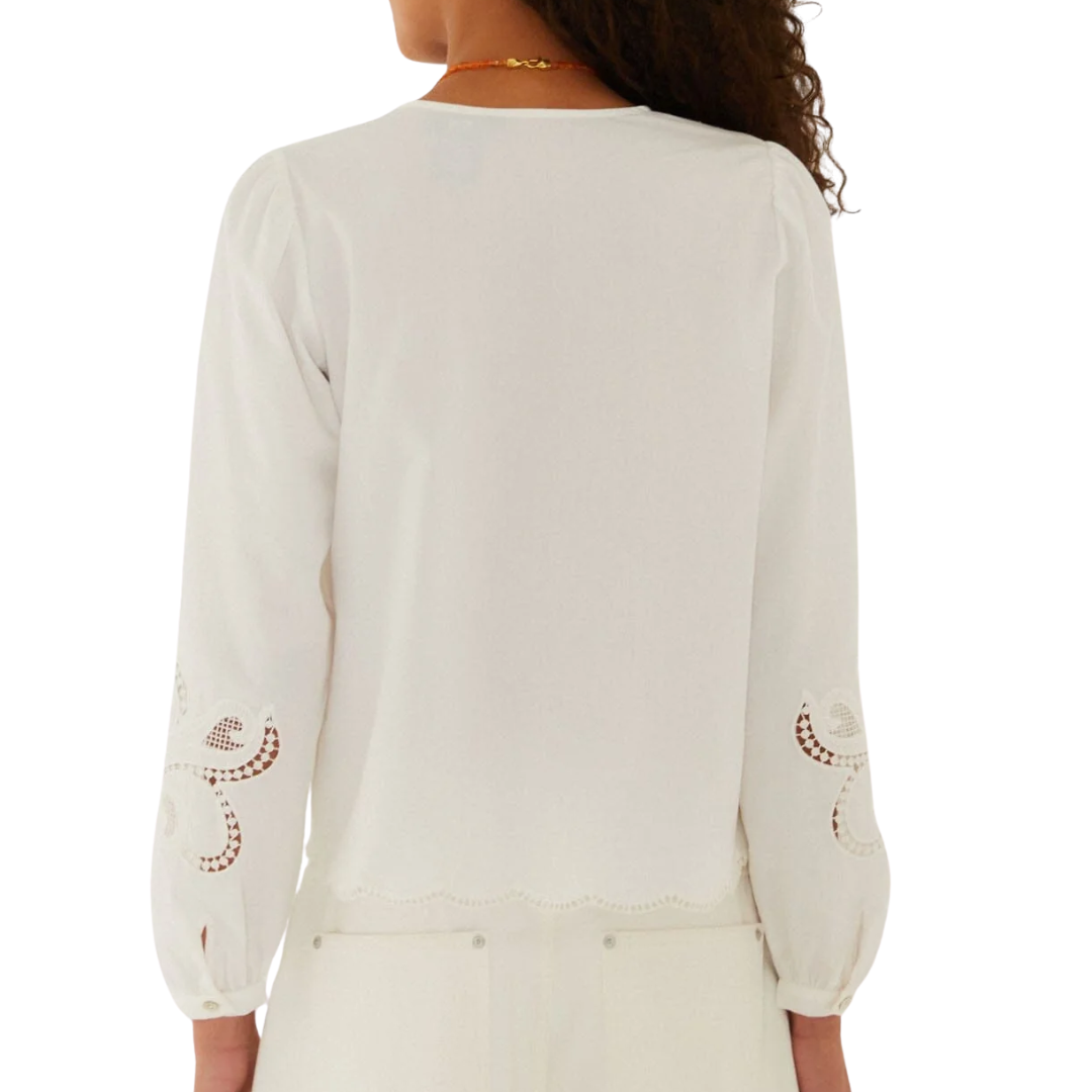 Richelieu Long Sleeve Blouse in Off-White