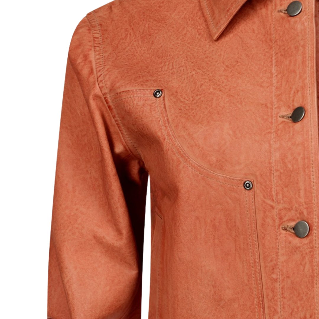 Loretta Wrinkled Leather Jacket in Apricot