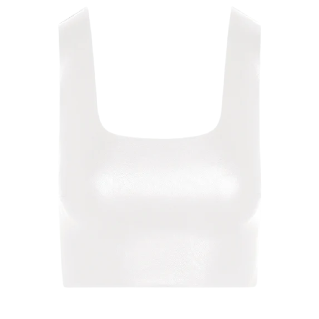 Faux Leather Squareneck Crop Top in White