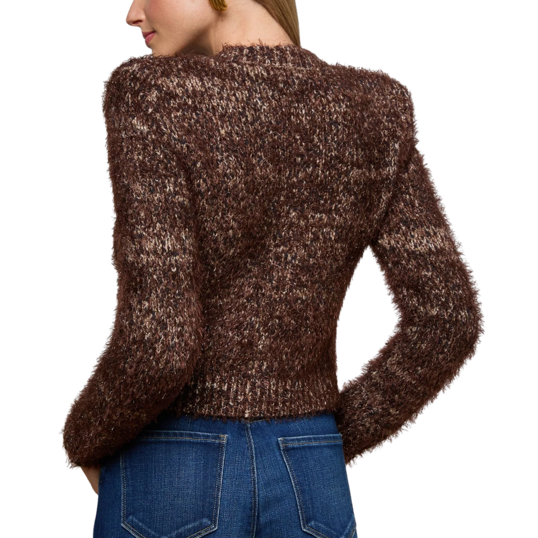 Una Knit Cardigan in Chocolate Multi