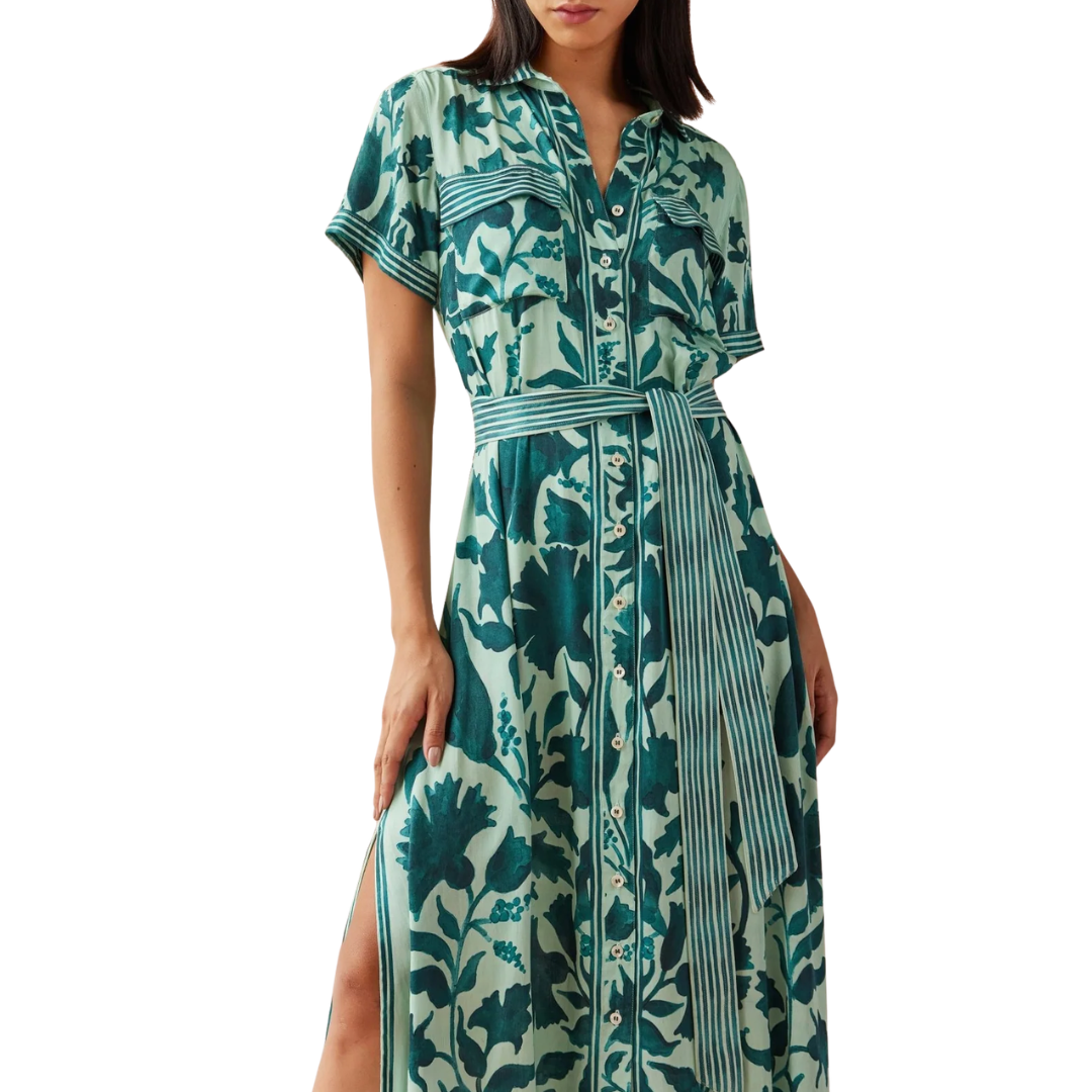 Amira Shirt Dress in Delfina Montego