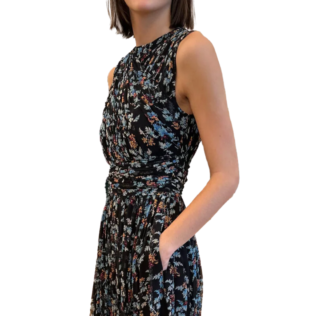 Celestina Silk Dress in Nightshade