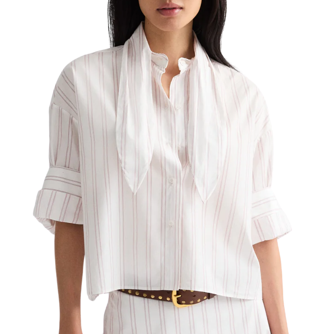 Tie One On Shirt in White/Wine