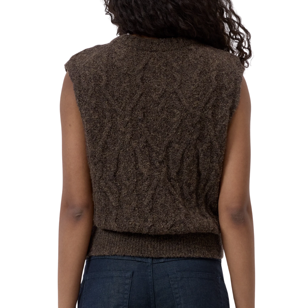 Cable Knit Top in Mahogany Brown