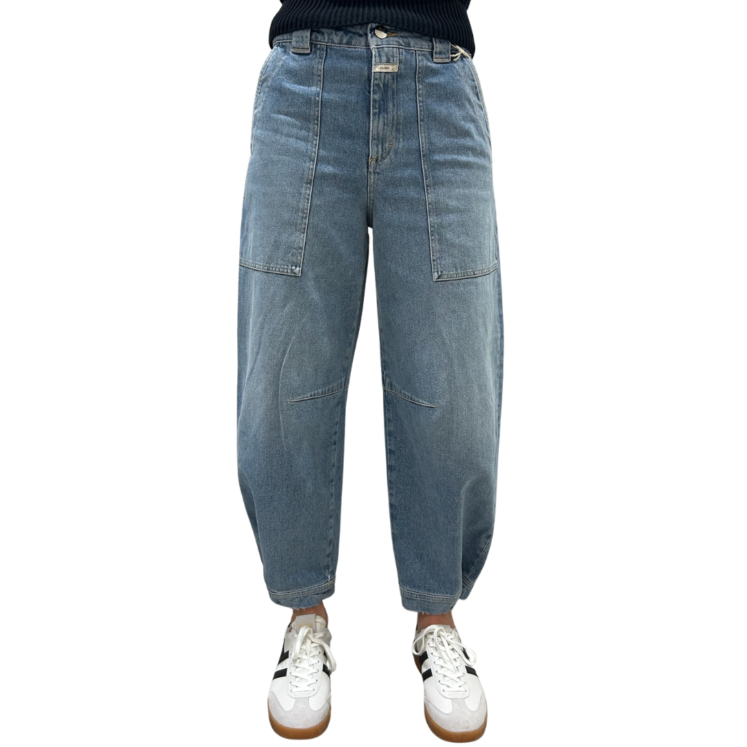 Rhannon Barrel Jean in Mid Blue 32"