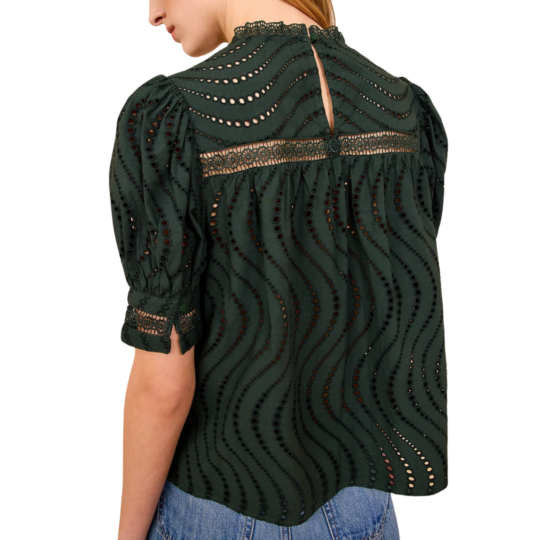 Virginia Lace Collar Blouse in Cypress