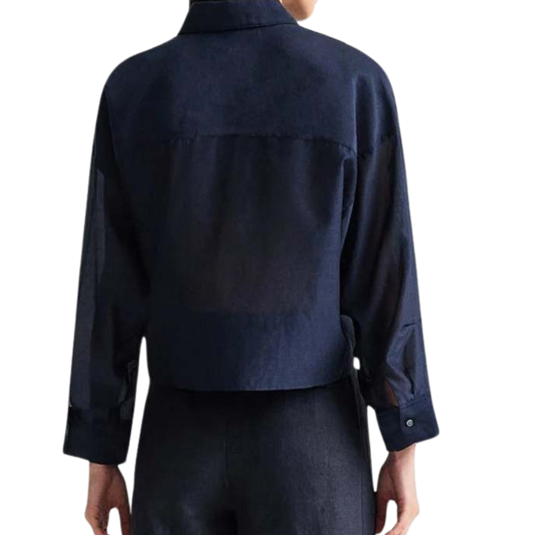 Next Ex Shirt with Ruffle Collar in Midnight