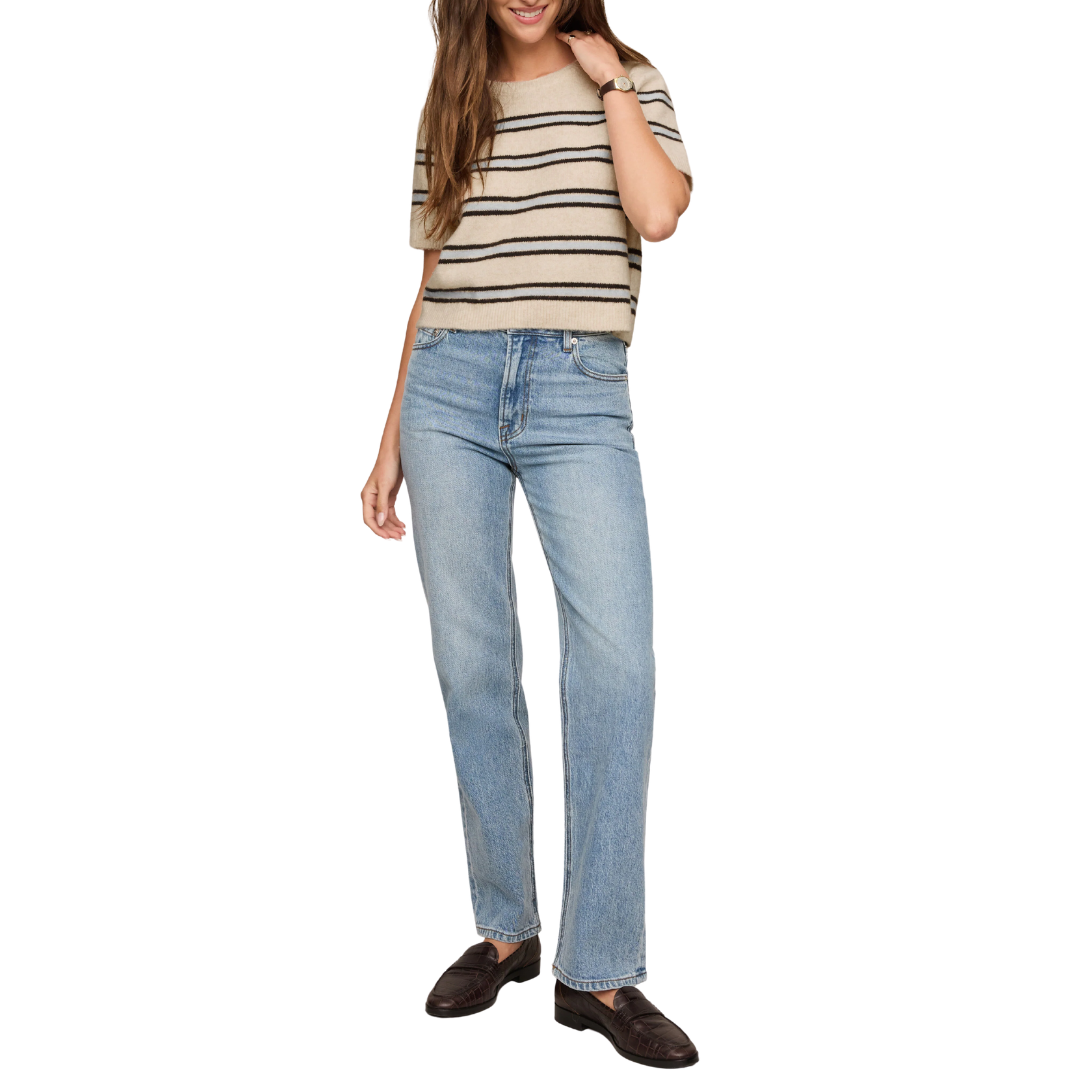 Gatewood Stripe Sweater Tee in Light Oatmeal Heather