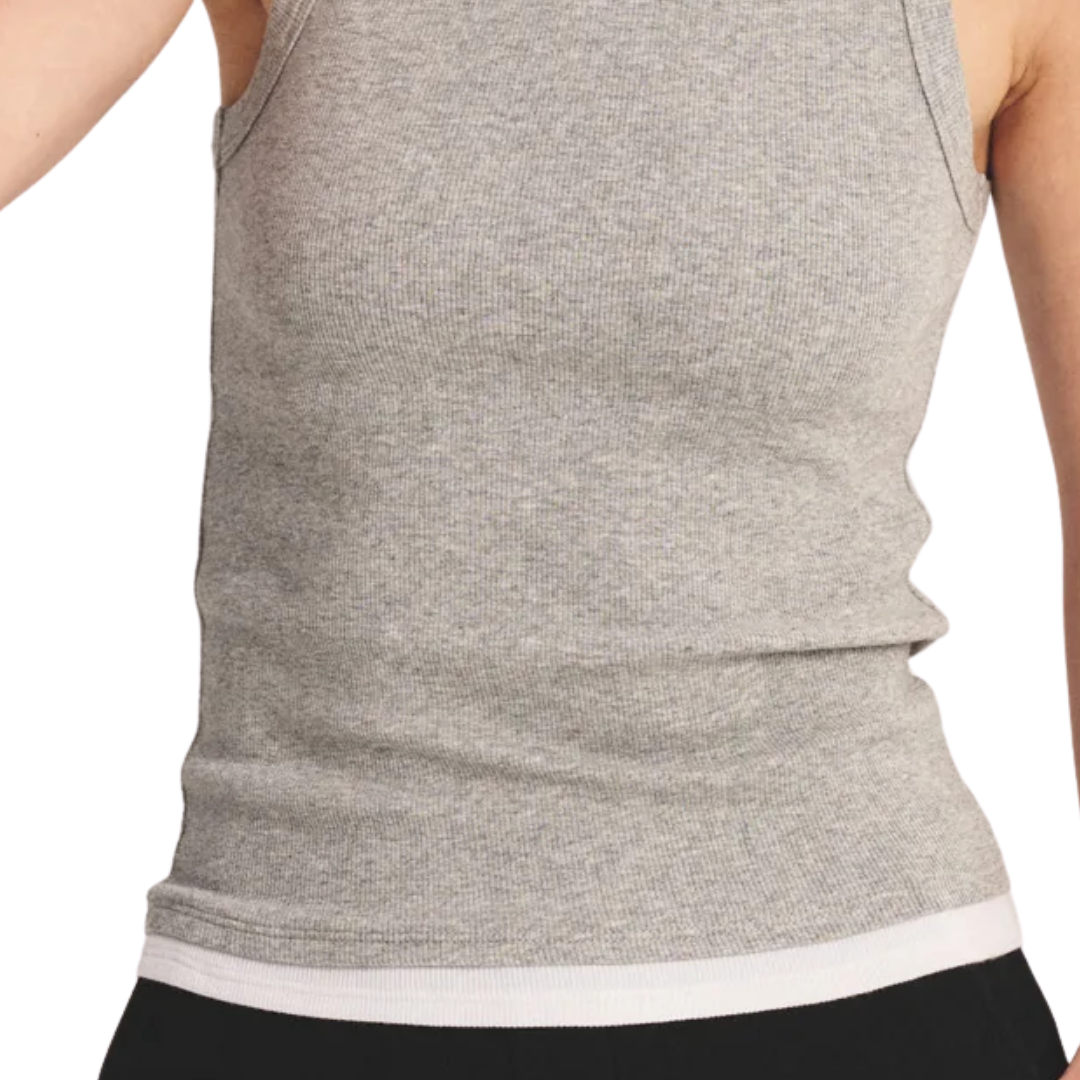 Orion Tank Top in Heather Grey/White