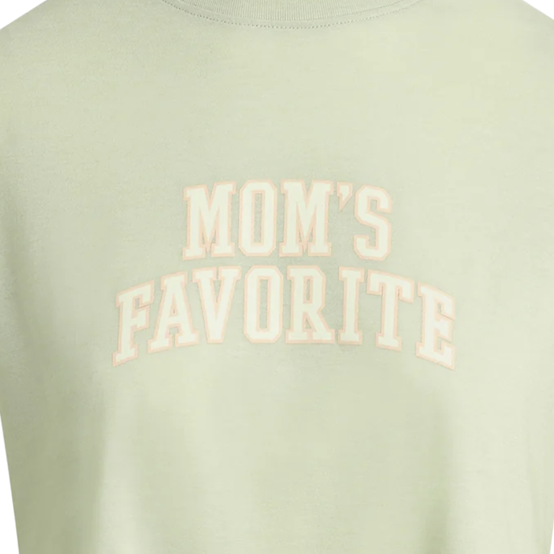 The Cropped Mom's Favorite Tee in Light Sage White