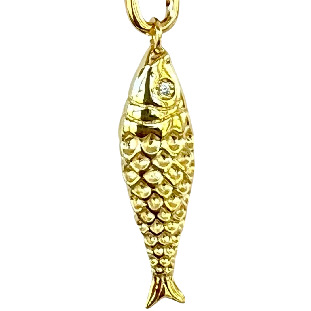 Gold Fish Pendant Necklace